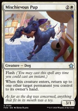 Mischievous Pup - Magic: The Gathering Foundations (Uncommon) [FDN-144]